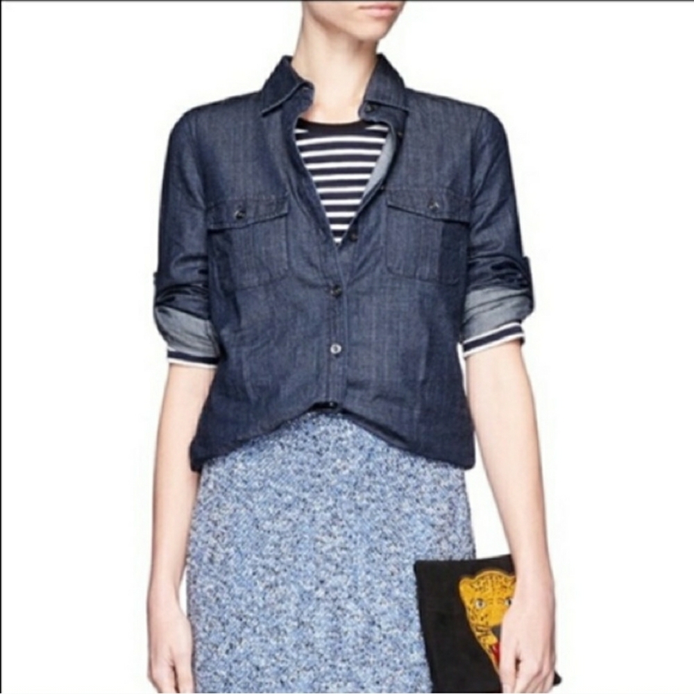 J. Crew Blue Chambray Button Down Blouse